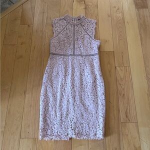 New—REVOLVE Bardot Dusty Pink Lace Panel Knee Length Dress High Neck Sleeveless